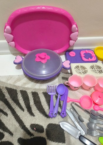 Renkli Oyuncak Mutfak Seti ve Alışveriş Arabası - Görsel 4