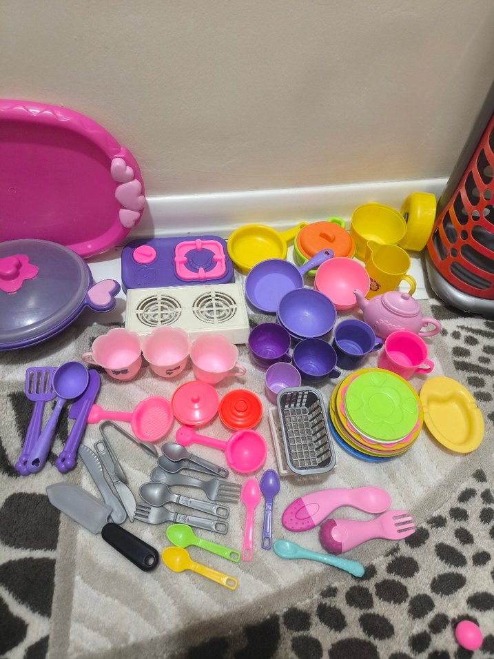 Renkli Oyuncak Mutfak Seti ve Alışveriş Arabası - Görsel 3