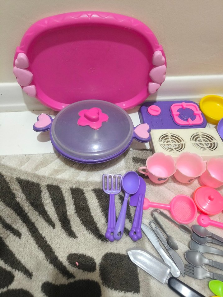 Renkli Oyuncak Mutfak Seti ve Alışveriş Arabası - Görsel 4