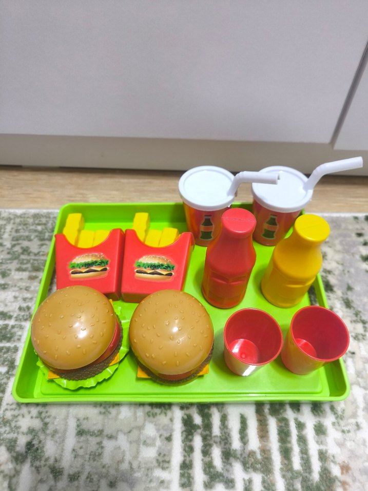 Renkli Plastik Oyuncak Hamburger Seti - Görsel 2