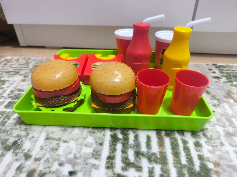 Renkli Plastik Oyuncak Hamburger Seti - Görsel 3