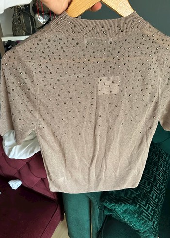 Zara Kısa Kollu Bej Mini Triko Kazak