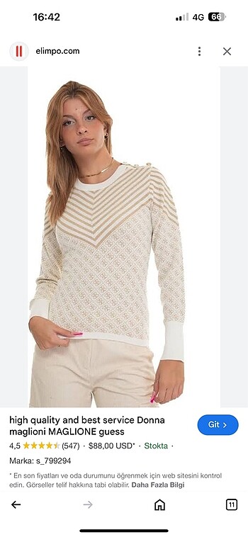 xs Beden Guess etiketli kazak