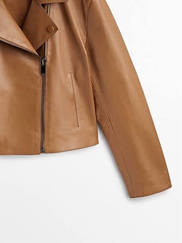 m Beden camel Renk Massimo dutti etiketli hakiki deri ceket