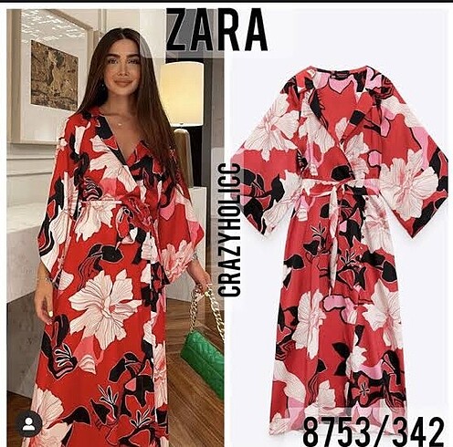 Zara etiketli desenli elbise