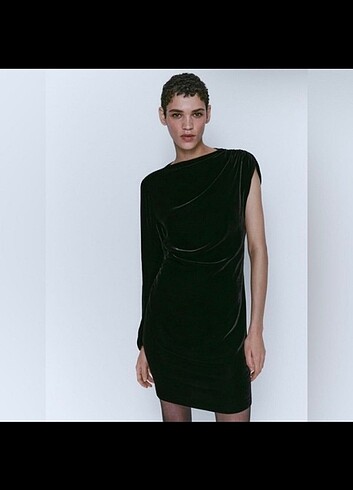 Massimo Dutti Massimo dutti etiketli kadife elbise