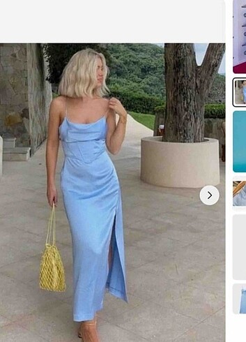 Zara etiketli saten korse elbise