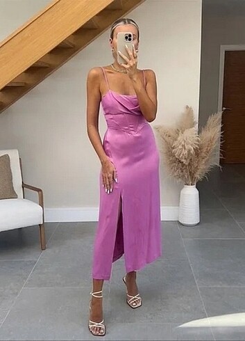 Zara etiketli saten korse elbise 