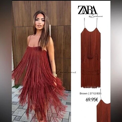 Zara etiketli püsküllü elbise