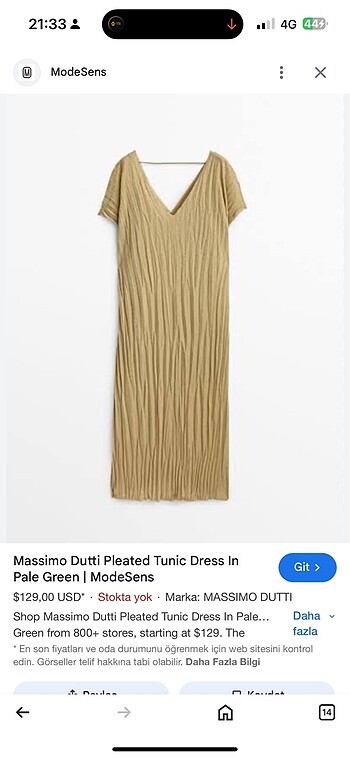 m Beden Massimo dutti etiketli pilili elbise