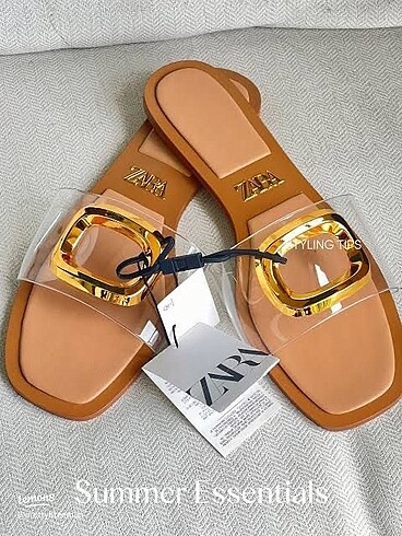 Zara şeffaf gold detay sandalet