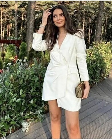 Zara etiketli saten blazer elbise