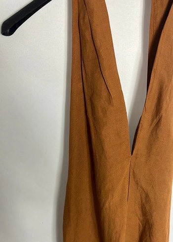 Bej Kadın Mini Süet Halter Yaka Elbise - Görsel 5