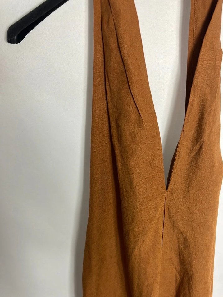 Bej Kadın Mini Süet Halter Yaka Elbise - Görsel 5