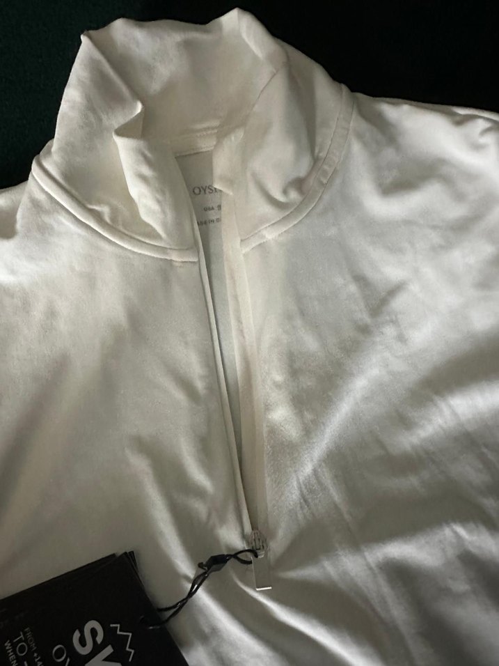 Beyaz Yarım Fermuarlı Yumuşak Kumaşlı ısı geçirmez üst - Görsel 4