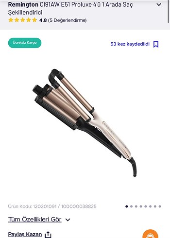 Remington Proluxe 4'ü 1 Arada Saç Şekillendirici wag maşa
