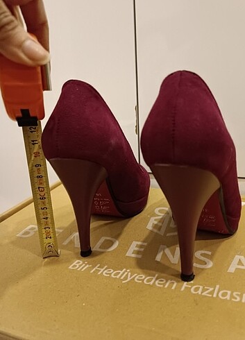Süet vişne ton stiletto