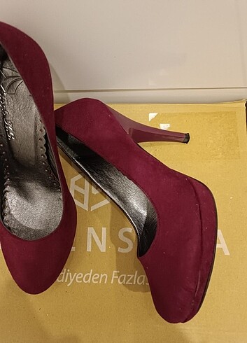 36 Beden pembe Renk Süet vişne ton stiletto