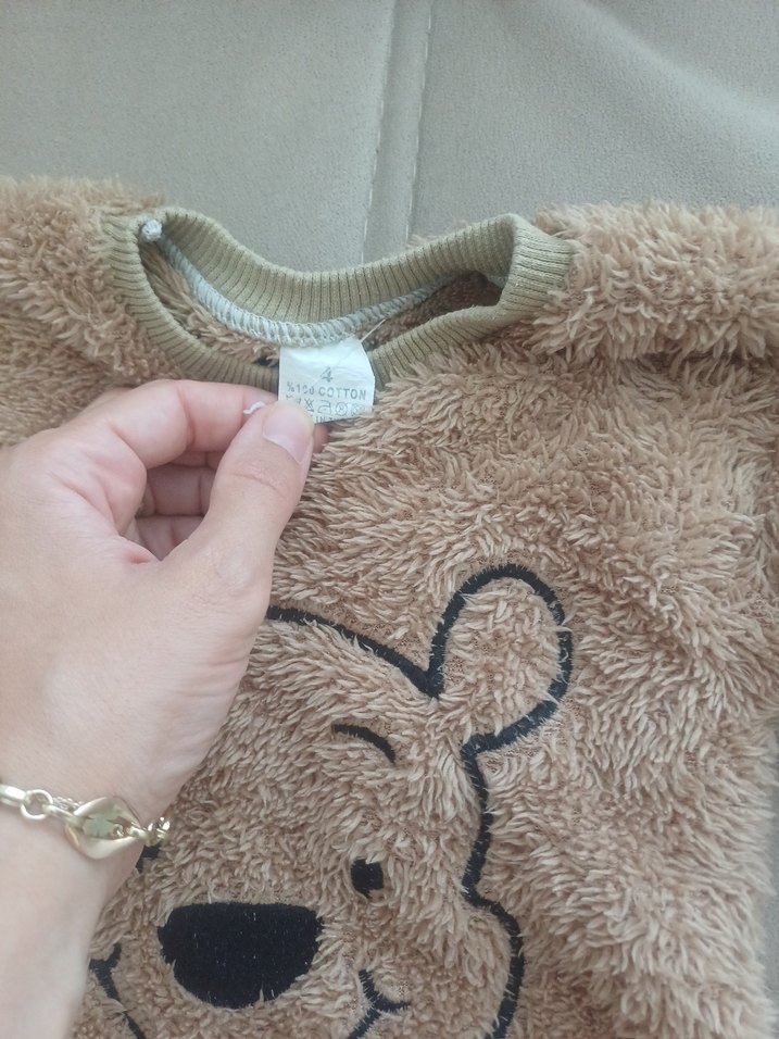 Kahverengi Kürklü Erkek Çocuk Sweatshirt - Görsel 2