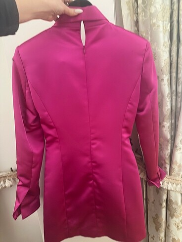 xs Beden pembe Renk Zara Pembe Saten Ceket Elbise
