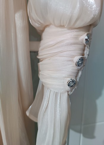 KADIN EKRU RENK IŞILTILI ABİYE HÜLYA KESER MARKA - Görsel 6