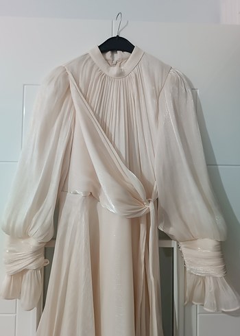 KADIN EKRU RENK IŞILTILI ABİYE HÜLYA KESER MARKA - Görsel 4