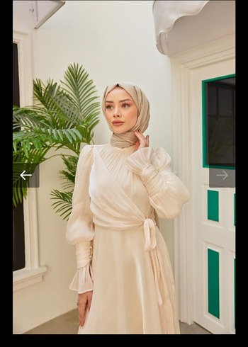 KADIN EKRU RENK IŞILTILI ABİYE HÜLYA KESER MARKA - Görsel 2