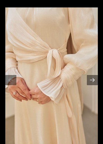 KADIN EKRU RENK IŞILTILI ABİYE HÜLYA KESER MARKA - Görsel 3