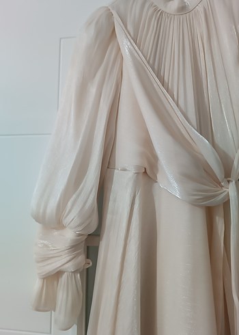 KADIN EKRU RENK IŞILTILI ABİYE HÜLYA KESER MARKA - Görsel 7