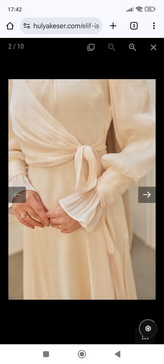 KADIN EKRU RENK IŞILTILI ABİYE HÜLYA KESER MARKA - Görsel 3