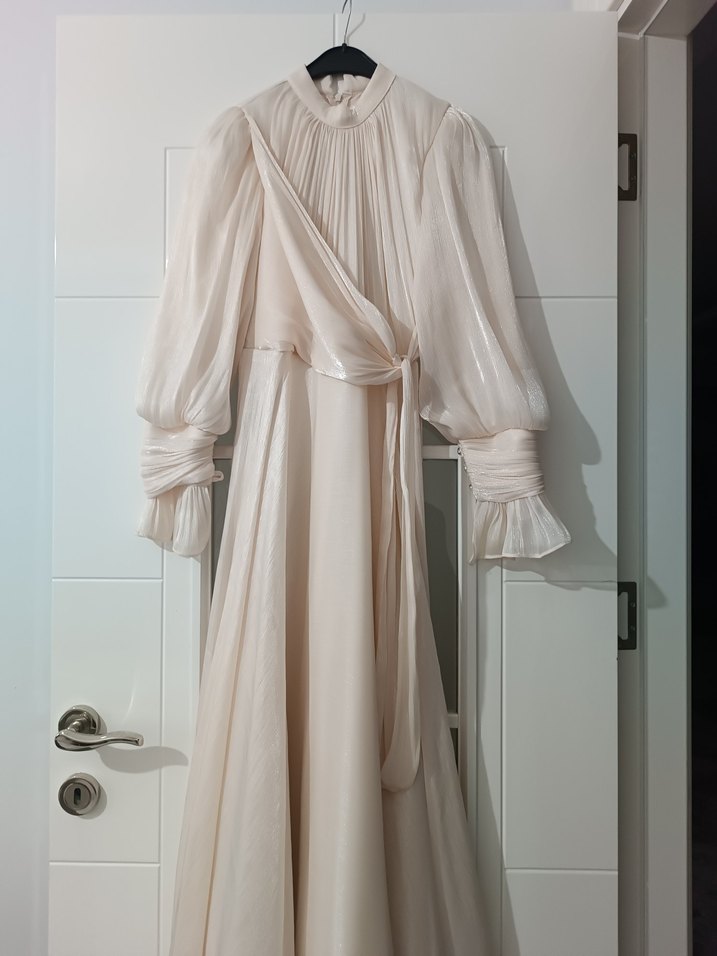 KADIN EKRU RENK IŞILTILI ABİYE HÜLYA KESER MARKA - Görsel 5