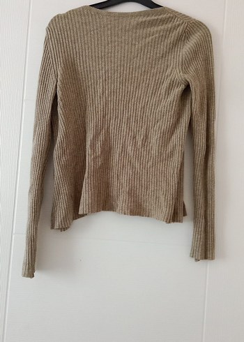 Bej Fitilli Uzun Kollu Kadın Triko hırka y2k vintage