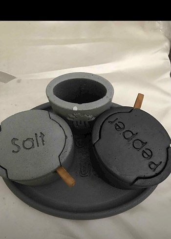 Beden Gri Beton Tuz ve Karabiber Seti
