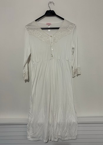 Uzun Kollu Beyaz Bohem Kadın Sabahlık - Görsel 3