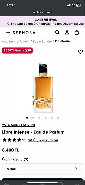 Libre intense 90 ml kadın parfüm