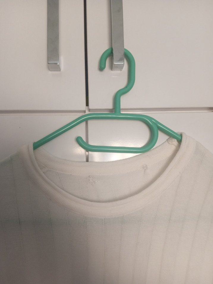 Beyaz Pilili Kısa Kollu Keten Tişört - Görsel 2