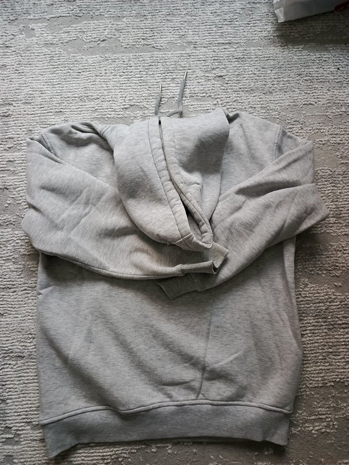 Gri Kapüşonlu Fermuarlı Unisex Sweatshirt - Görsel 2