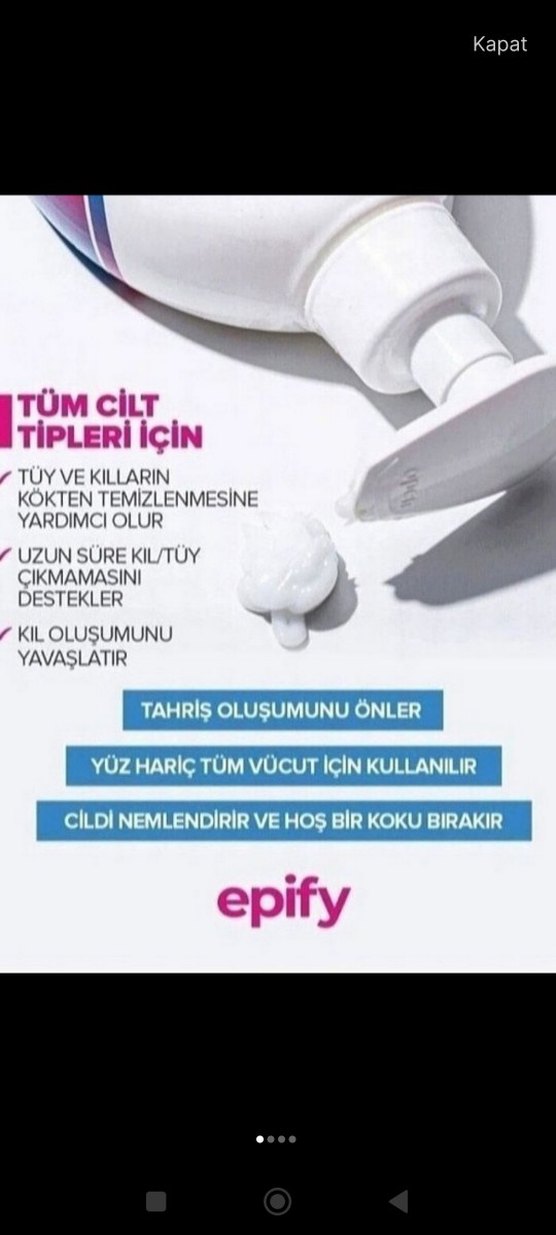 Epify Hassas Ciltler İçin tüy dökücü Kremi 250ml - Görsel 2