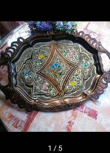 Bakır el işi tepsi