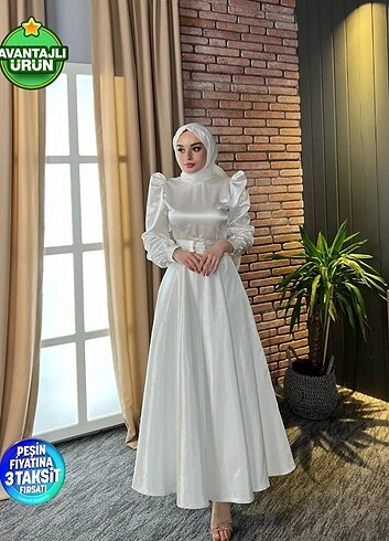Tesettür beyaz elbise