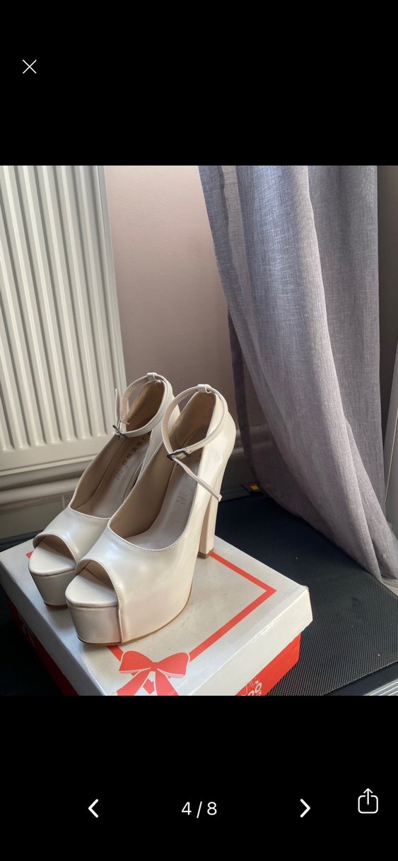 Beyaz Tokalı Yüksek Topuklu Kadın Abiye Ayakkabı. 15 cm topuklu - Görsel 4