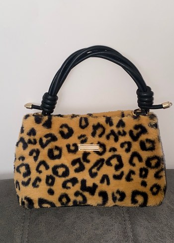 Kahverengi Leopar Desenli Kadın Kürklü Çanta - Görsel 16