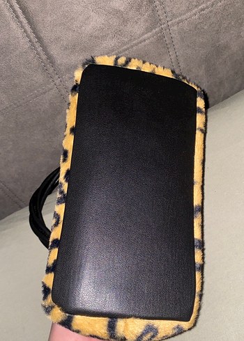 Kahverengi Leopar Desenli Kadın Kürklü Çanta - Görsel 11