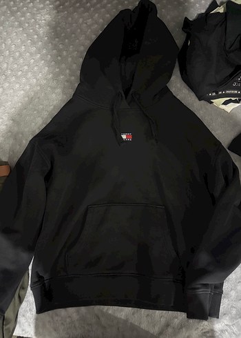 Tommy Hilfiger Siyah Kapusonlu Minimal Sweatshirt