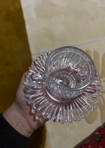  Beden Pembe Pastel Cam Kahve Fincanı ve Tabağı 2 ki