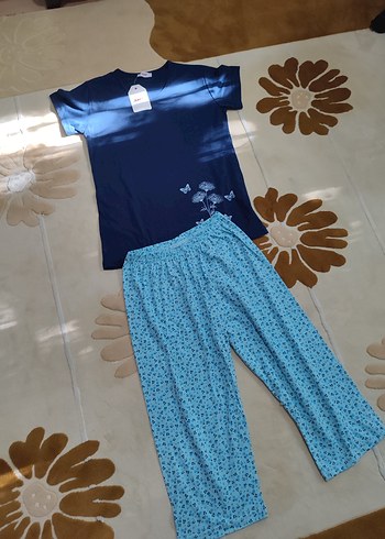 Kadın Lacivert Kısa Kollu Pijama Takımı