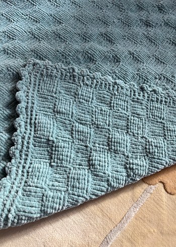 Mavi Örgü Bebek Battaniyesi - Görsel 2