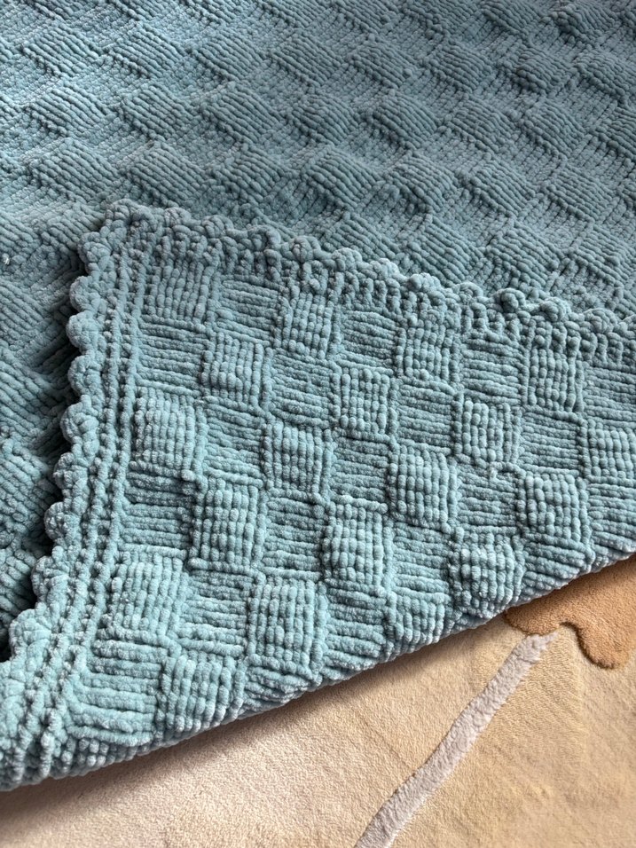 Mavi Örgü Bebek Battaniyesi - Görsel 2