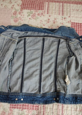 s Beden Düğmeli Mavi Kadın Denim Ceket