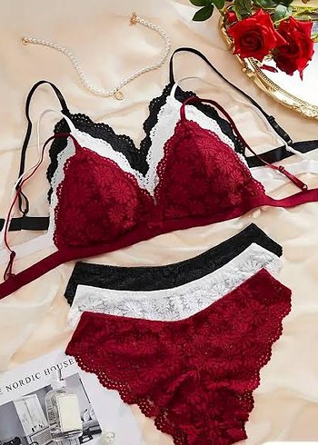 Bordo Nakışlı Mini Bohem Sütyen